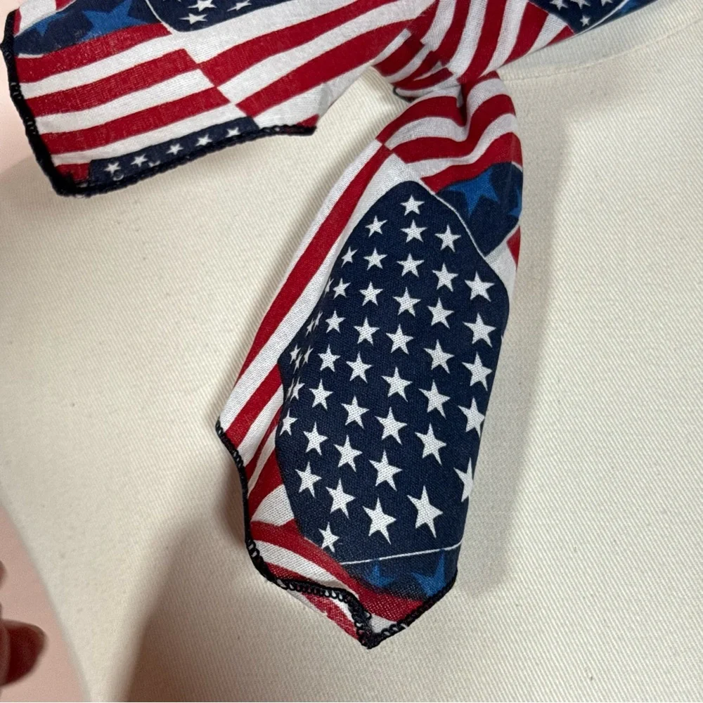 Vintage 1980 90 Handmade retro western flag print bandana scarf USA 🇺🇸 - Picture 10 of 15